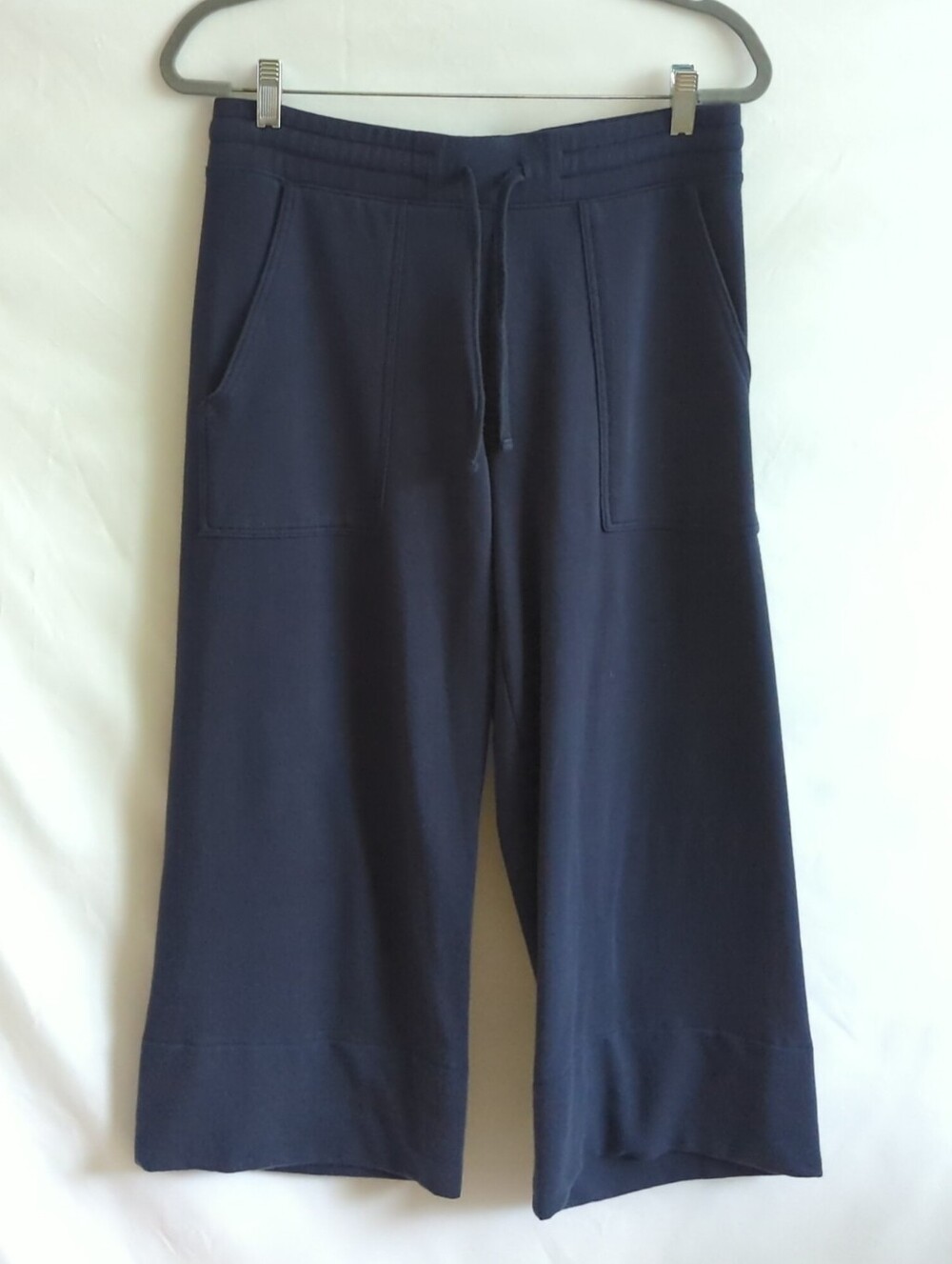 Quince Dark Blue Wide Leg Crop Sweat Plants With Drawstring & Pockets Size M
